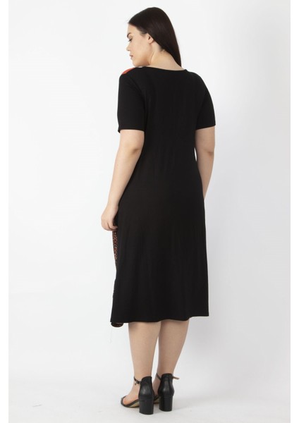 Kadın Turuncu Viskon Garnili Elbise 65N23624 fırsatları