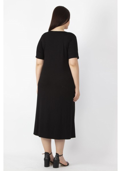 Kadın Turuncu Viskon Garnili Elbise 65N23624 fırsatları