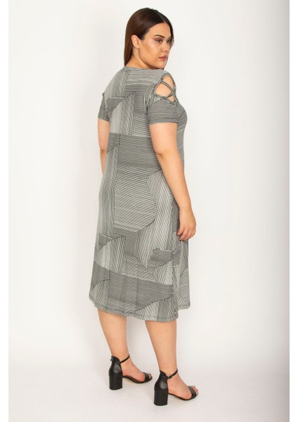 Kadın Gri Omuz Detaylı Elbise 65N26571 fiyatları