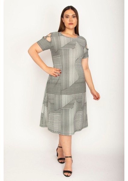 Kadın Gri Omuz Detaylı Elbise 65N26571 fırsatları