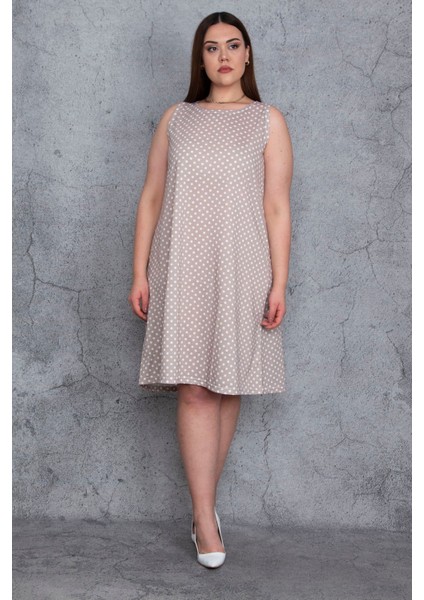 Kadın Vizon Puan Desenli Elbise 65N24477
