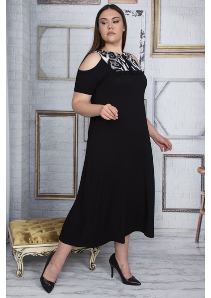 Kadın Gri Omuz Dekolteli Roba Garnili Elbise 65N25800 fiyatları