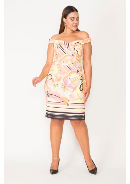 Kadın Sarı Yaka Detaylı Renkli Elbise 65N27716 fiyatları