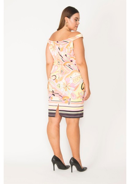 Kadın Sarı Yaka Detaylı Renkli Elbise 65N27716 fırsatları