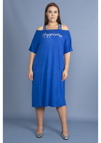 Kadın Haki Sim Detaylı Ön Baskılı Viskon Elbise 65N27473