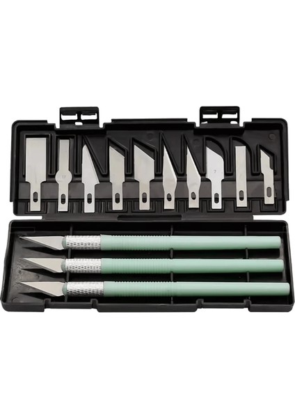 13 Adet Set Sanat Oyma Kesici Kutusu ile Zanaat Heykel Kağıt Kesme Bıçağı Has Gravür Kesici El Aracı Oyma Araçları Renk:yeşil (Yurt Dışından)