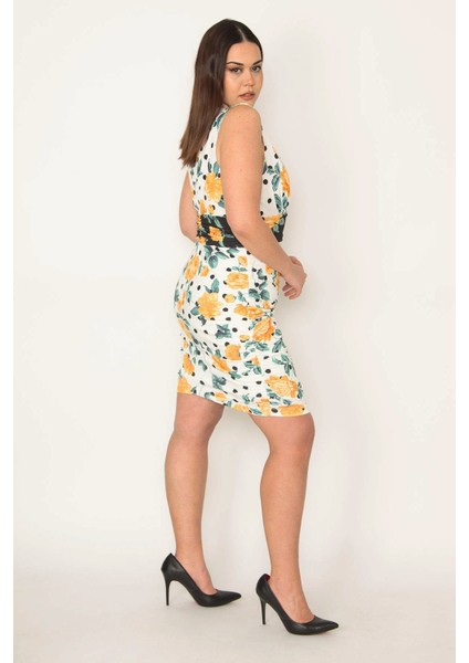 KADIN RENKLİ YAN BÜZGÜ VE BEL DRAPE DETAYLI V YAKALI ELBİSE indirimleri