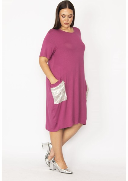 Kadın Bordo Cebi Payet Detaylı Viskon Elbise 65N28931 fiyatları