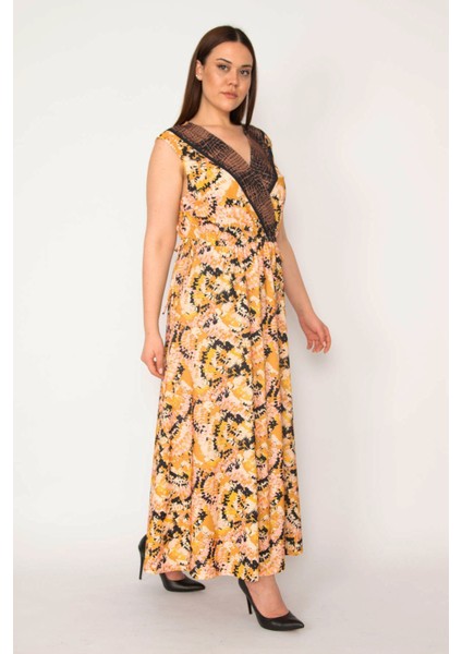 Kadın Renkli Anvelop Yakalı Uzun Elbise modelleri