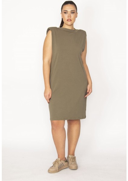 Kadın Haki Pamuklu Kumaş Omuzları Vatkalı Spor Elbise 65N29430 fiyatları
