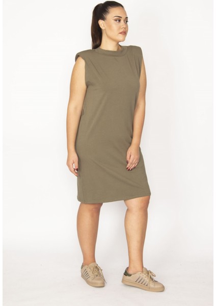 Kadın Haki Pamuklu Kumaş Omuzları Vatkalı Spor Elbise 65N29430 modelleri