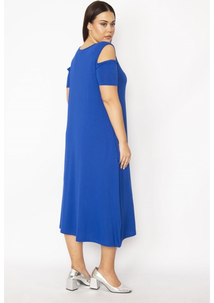 Kadın Haki Omuz Dekolteli Viskon Elbise 65N29520 fırsatları