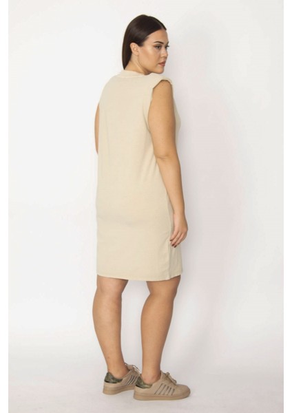 Kadın Haki Pamuklu Kumaş Omuzları Vatkalı Spor Elbise 65N29430 fırsatları