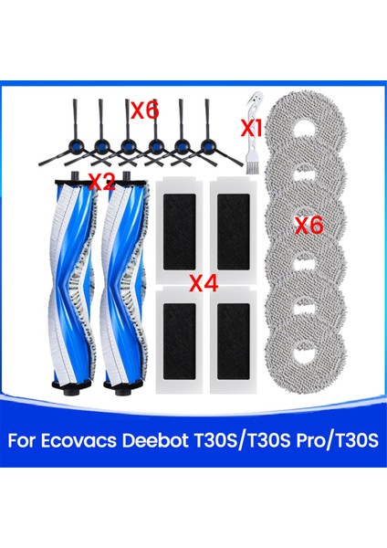 Ecovacs Deebot T30S/T30S PRO/T30S Aı Robot Süpürge Ana Yan Fırça Hepa Filtre Paspas Bezi Için Yedek Parçalar (Yurt Dışından)