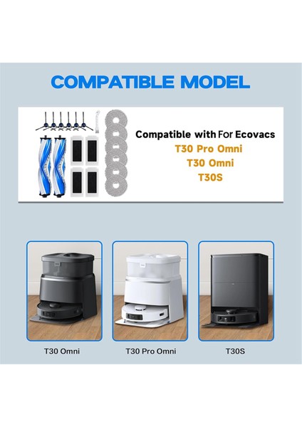 Ecovacs Deebot T30S/T30S PRO/T30S Aı Robot Süpürge Ana Yan Fırça Hepa Filtre Paspas Bezi Için Yedek Parçalar (Yurt Dışından) fiyatları