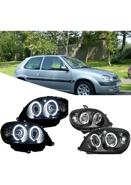 Citroen Saxo 2 2000-2001 Sonar Angel Eyes Siyah Ön Far