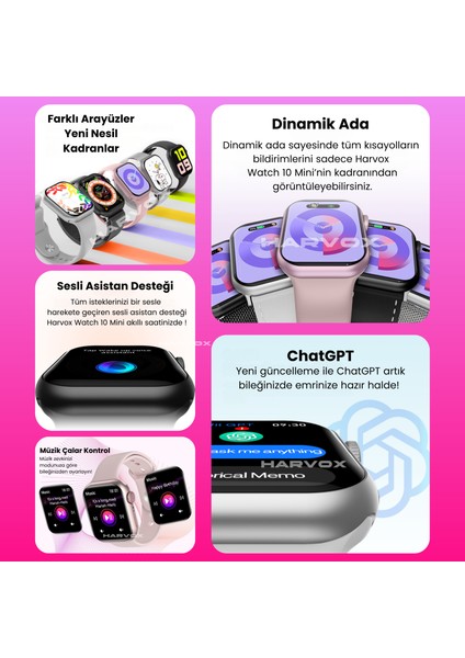 Watch 10 Mini Akıllı Saat Dolu Kutu Içeriği 3 Kordon ve Bileklik fırsatları