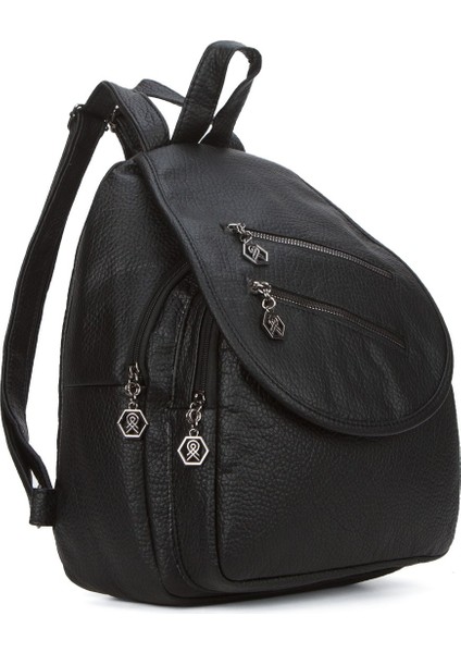 Kadın Deri Ayarlanabilir Askılı Omuz ve Sırt Çantası NEWPOLO352 - Siyah indirimleri