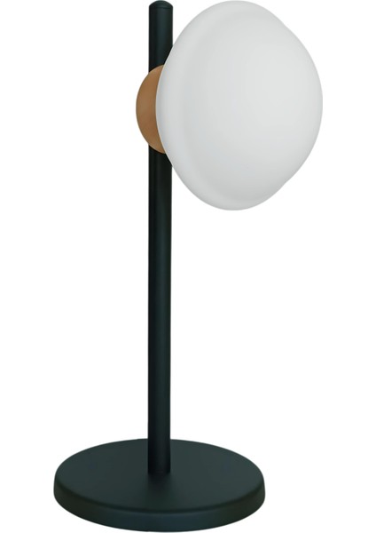 Celan Ahşap Detay Siyah Masa Lambası