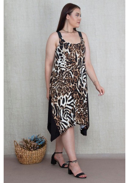 Kadın Leo Leopar Desenli Askılı Elbise 65N17141 fırsatları