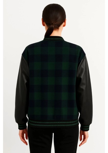 Kolları Suni Deri Içi Astarlı Oduncu Kolej Içi Ceket - Haki fiyatları