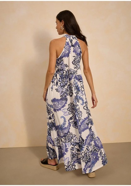 Kadın Büyük Beden Beyaz, Çiçek Desenli Elbise 65N38980 fiyatları