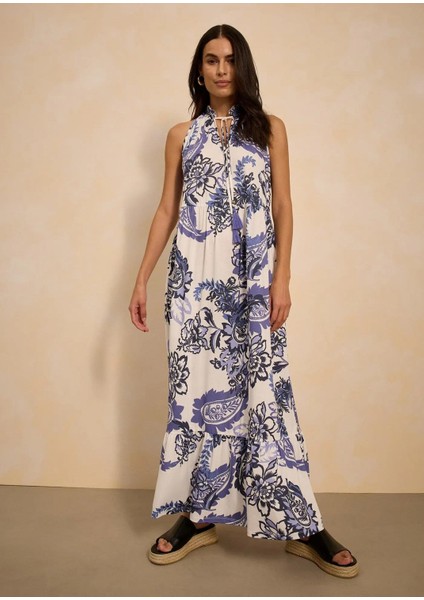 Kadın Büyük Beden Beyaz, Çiçek Desenli Elbise 65N38980 modelleri