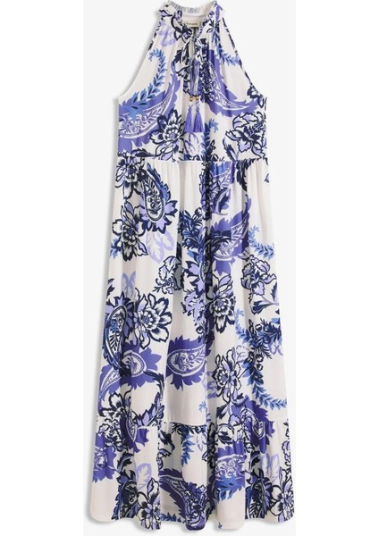 Kadın Büyük Beden Beyaz, Çiçek Desenli Elbise 65N38980 indirimleri