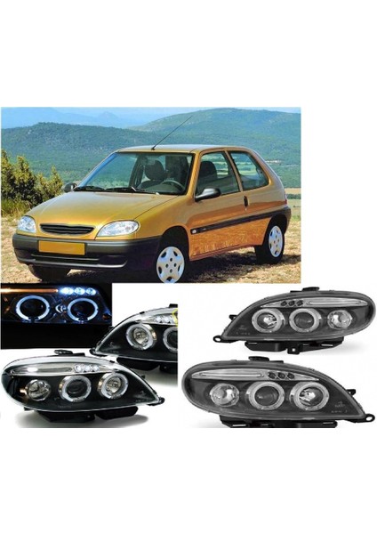 Citroen Saxo 2 1999-2004 Junyan Angel Eyes Siyah Ön Far
