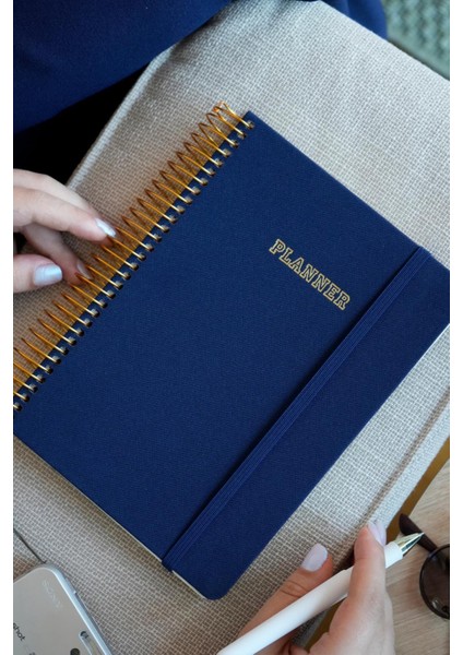 A5 Spiralli Keten Süresiz Planlayıcı Ajanda,lastikli .cepli Lacivert