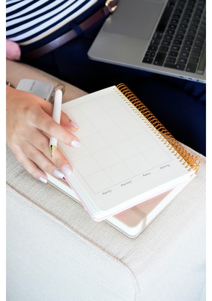 A5 Spiralli Keten Süresiz Planlayıcı Ajanda,lastikli .cepli Lacivert