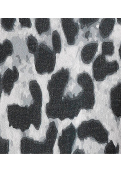 Kadın Büyük Beden Gri, Leopar Desenli, V Yaka , Uzun Kol Elbise 65N38989 modelleri