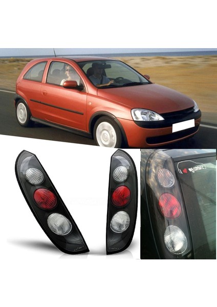 Opel Corsa C 2001-2006 Siyah Şeffaf Arka Stop Lambası