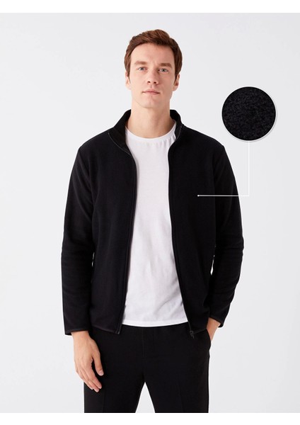 Lcwaıkıkı Classic Siyah Dik Yaka Uzun Kollu Erkek Polar Hırka