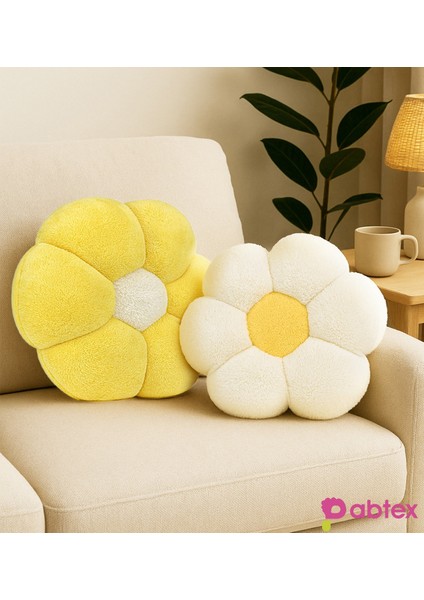 Peluşçu 2'li Dekoratif Papatya Şeklinde Peluş Yastık 40 cm – Yumuşak ve Konforlu Tasarım