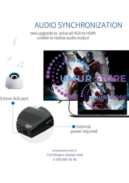 VGA To HDMI & Aux Dönüştürücü Adaptör 1080P Full Hd 60Hz Görüntü Aktarım modelleri