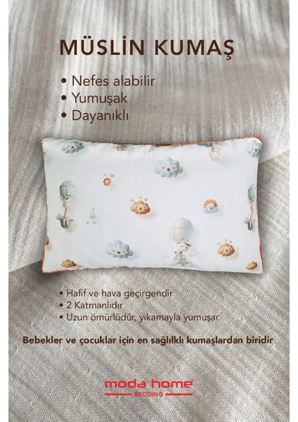 2 Adet Müslin Kumaşlı Ortopedik Çocuk Yastığı,visco Parçacıklı Pamuk Kılıflı 40*60 *1100 Gr(Bulut) indirimleri