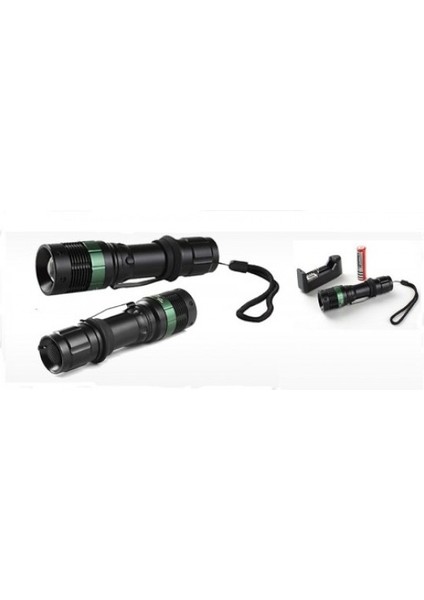 500 Lumen 600 Metre Işık Uzantılı Zoomlu Şarjlı El Feneri