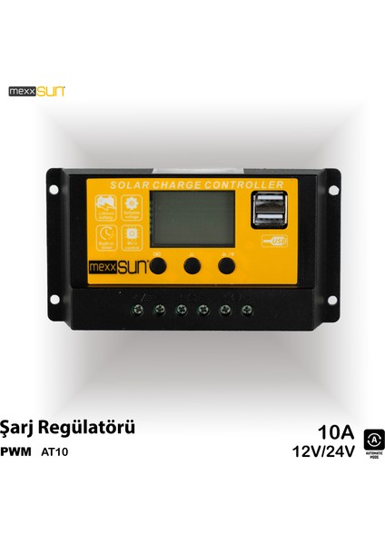 10A Pwm Şarj Regülatörü 12V/24V (AT15)