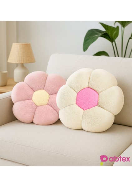 2'li Dekoratif Papatya Şeklinde Peluş Yastık 40 cm – Yumuşak ve Konforlu Tasarım