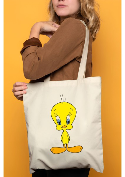 Tweety %100 Pamuk Bez Omuz Çantası