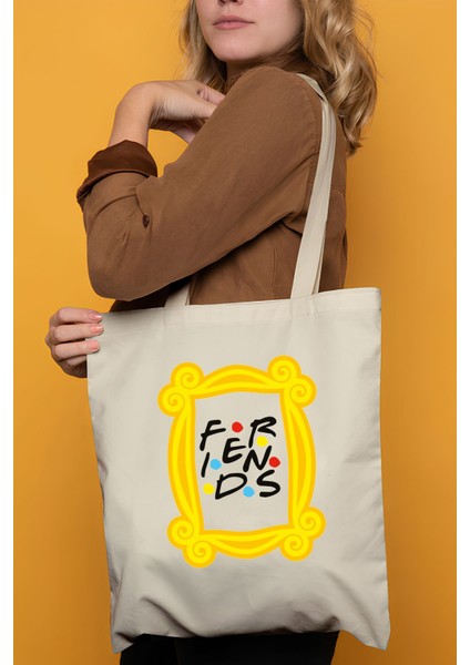Friends Çerçeve %100 Pamuk Bez Omuz Çantası