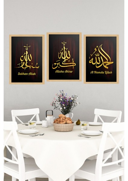 ✨ Altın Yaldızlı "subhanallah - Allahu Ekber - Elhamdülillah" 3'lü Tablo Seti ✨CRVS1240 indirimleri
