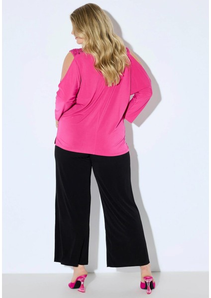 Kadın Büyük Beden Fujya, Omuz Açık, Pul ve Boncuk Işli Jarse Bluz 65N38966 fiyatları