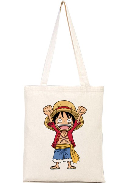 One Piece Luffy %100 Pamuk Bez Omuz Çantası