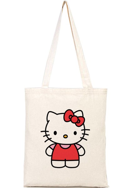 Hello Kitty Baskılı %100 Pamuk Bez Omuz Çantası