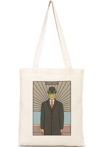 Magritte Son Of Man %100 Pamuk Bez Omuz Çantası