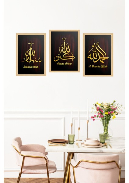 ✨ Altın Yaldızlı "subhanallah - Allahu Ekber - Elhamdülillah" 3'lü Tablo Seti ✨CRVS1240 fırsatları