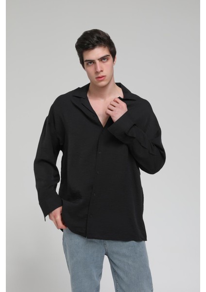 R-3575 Apaş Yaka Uzun Kollu Aerobin Kumaş Oversize Gömlek fiyatları