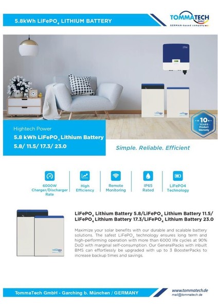 Hightech Power BoosterPack 5.8kWh Lityum Batarya BTRY-TT-HP-04-5.8-BP fiyatları